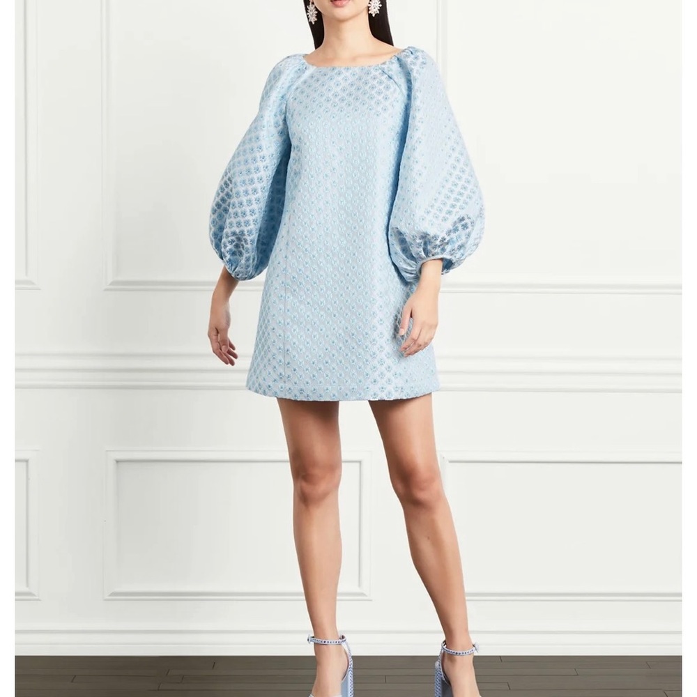 Hill House Araminta Dress Snowflake Brocade blue size Medium